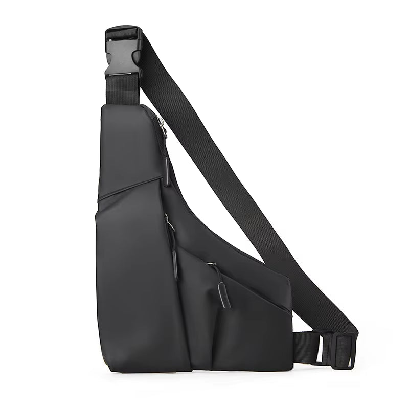 Anti Theft Close Fitting Chest Bag Men'S Leisure Leather Film Triangle Bag Crossbody Card Wallet Sports Cycling Riding Sling Bag